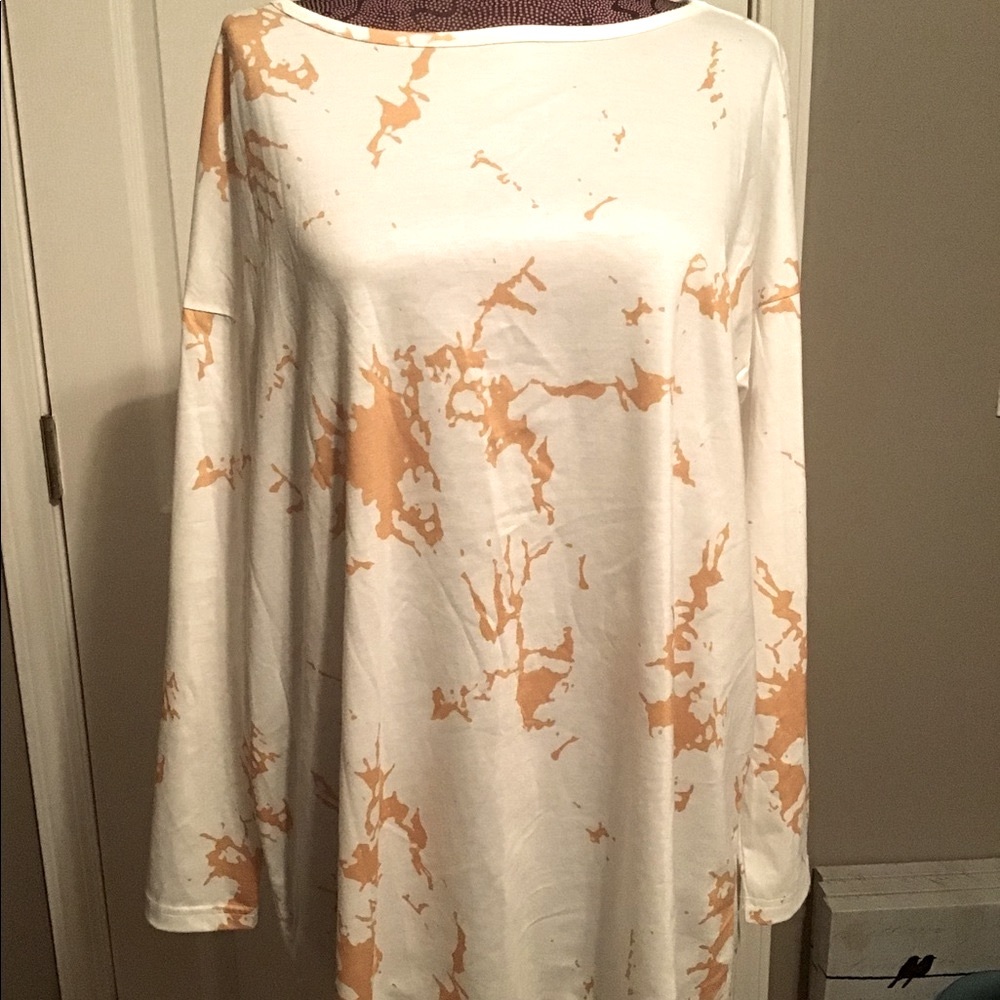 Tickled Teal Brand Tunic Tie Dye Top Shirt Yellow & White size large